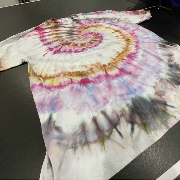 Funky tie dye t-shirt 3XL purple gold gray blue spiral ice dye - Picture 7 of 10